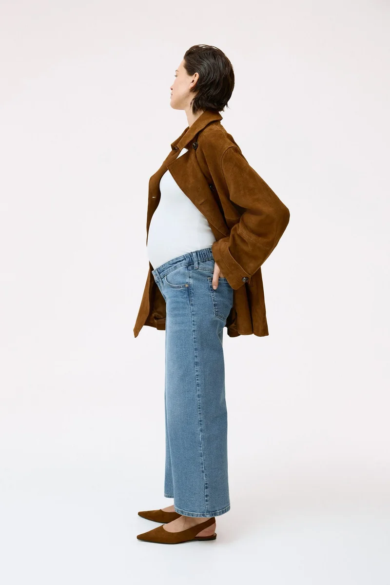 H&M  MAMA Wide Low Waist Ankle Jeans for Women | Best Price UAE